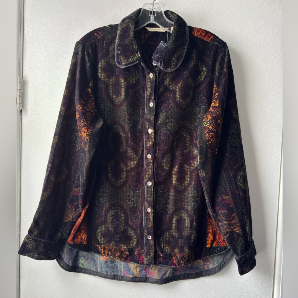 Soft Surroundings Velvet Multicolor Button Down Shirt